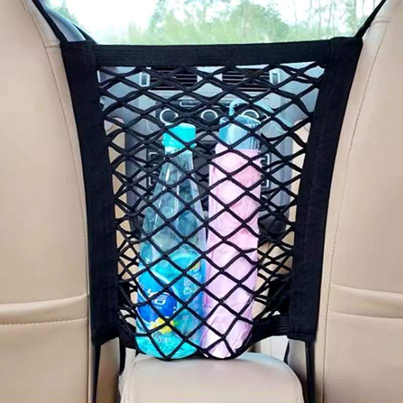 Car Storage Net Bag Mesh Storage Net Universal Stretchable Elastic Hook Between Seats