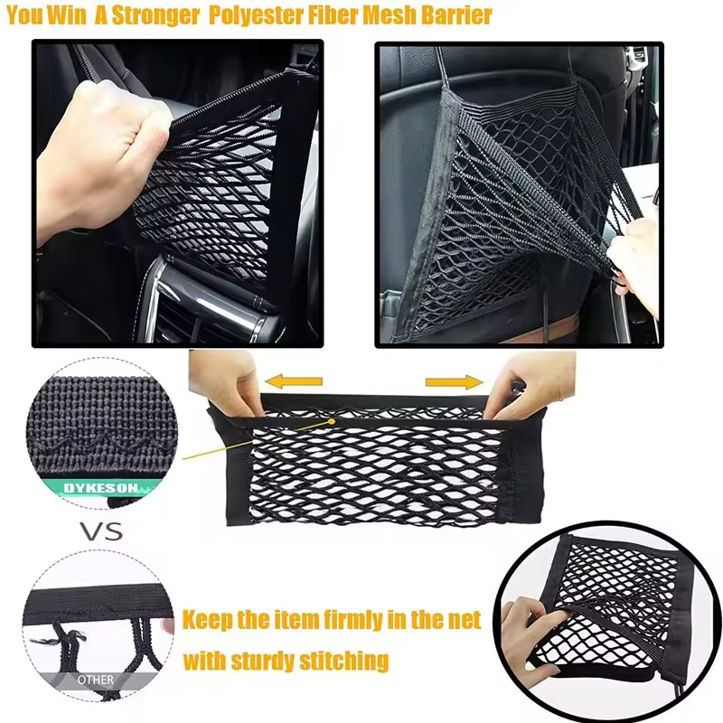 Car Storage Net Bag Mesh Storage Net Universal Stretchable Elastic Hook Between Seats