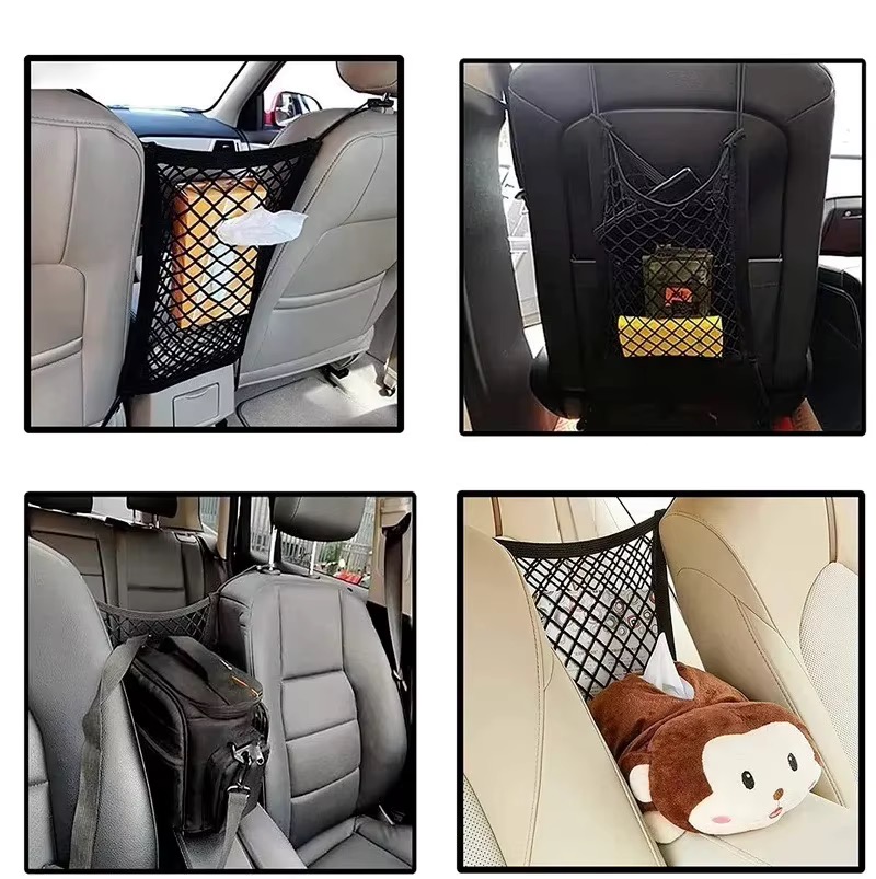 Car Storage Net Bag Mesh Storage Net Universal Stretchable Elastic Hook Between Seats