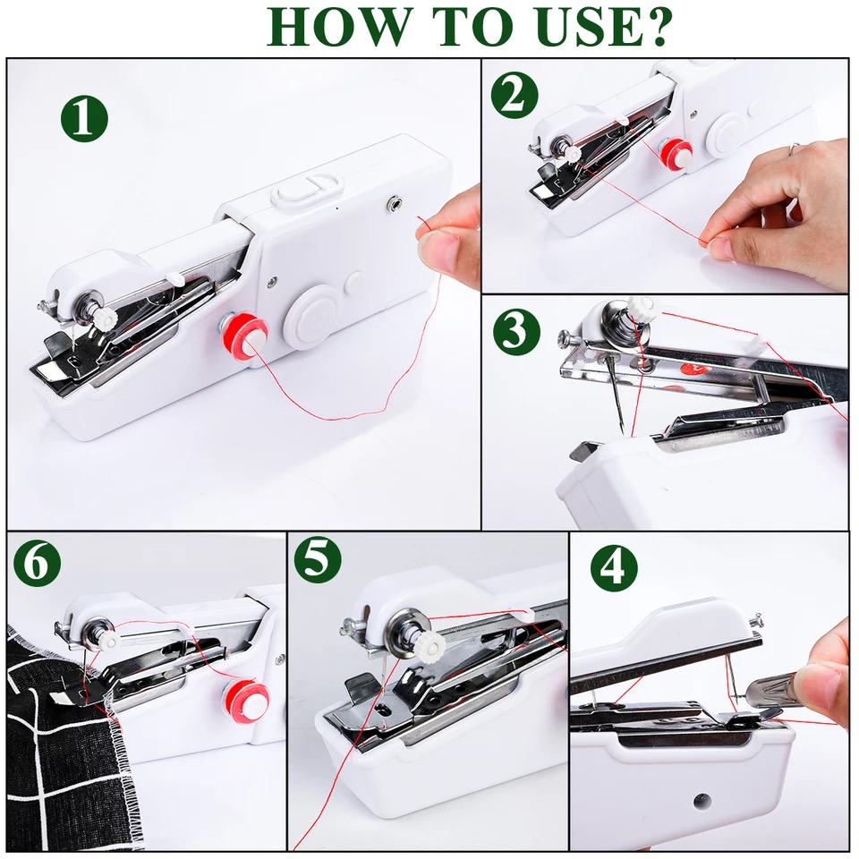 Portable Household Mini Hand Sewing Machine Quick Stitch Sew Needlework  Cordless Clothes Fabrics Electronic Sewing Machine