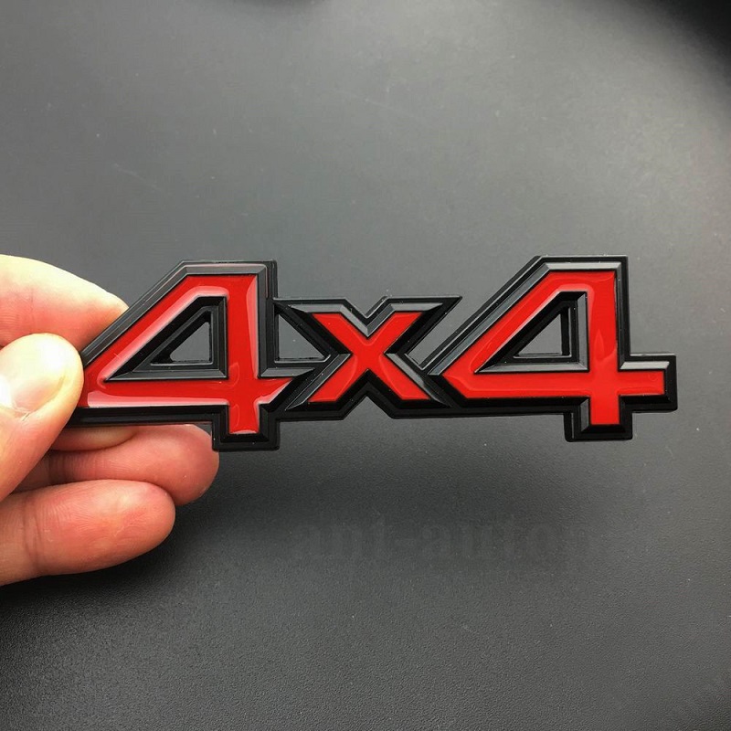 4x4 Metal Logo Car Rear Trunk Decals Sticker Red | Auto Transforms Store