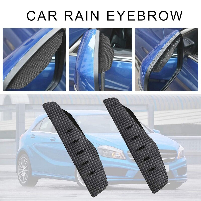 1 Pair Car Side Wing Mirror Rain Protector Guard Carbon Fiber Rain Eyebrow  (3-c-vn)