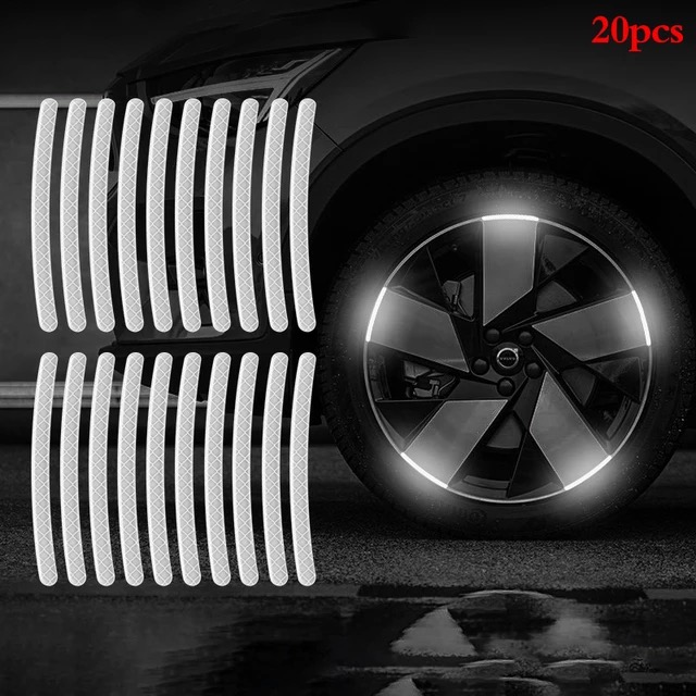 20 Pcs Car Wheel Hub Reflective Sticker Tire Rim Reflective Strips ...