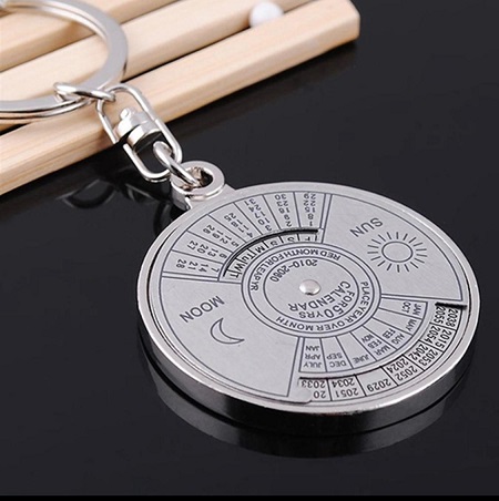 Pack Of 3 50 Years Perpetual Calendar Key Chain Silver Alloy