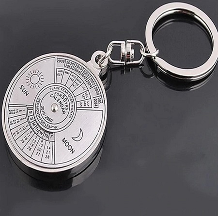 Pack Of 3 50 Years Perpetual Calendar Key Chain Silver Alloy