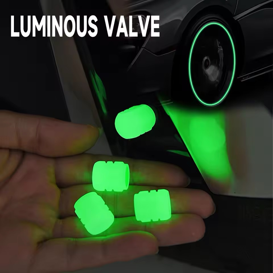 4 PCS Car Luminous Tire Valve Cap Nozzle Night Glowing