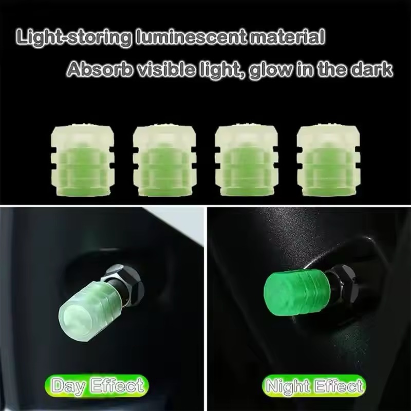 4 PCS Car Luminous Tire Valve Cap Nozzle Night Glowing