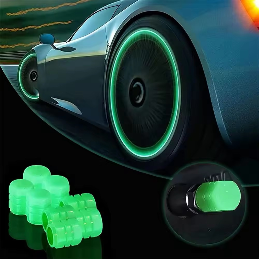 4 PCS Car Luminous Tire Valve Cap Nozzle Night Glowing